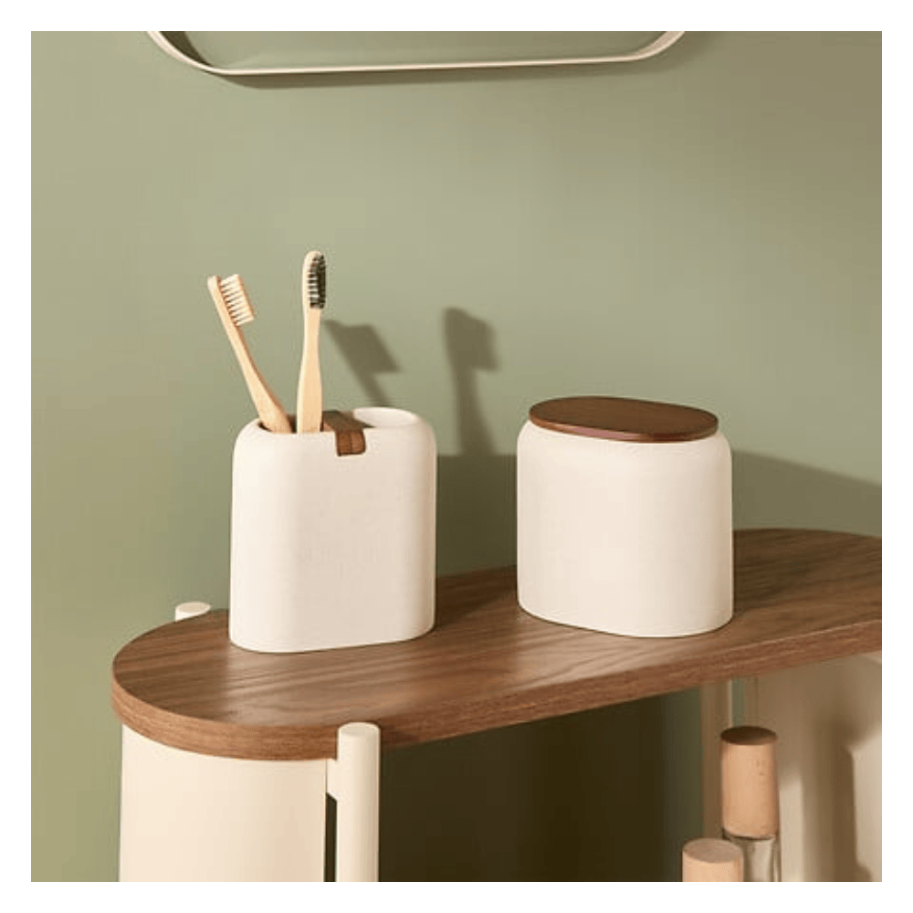 Alpha 55 Pot à Brosse à Dents Argiléo 10,2 cm Résine Beige