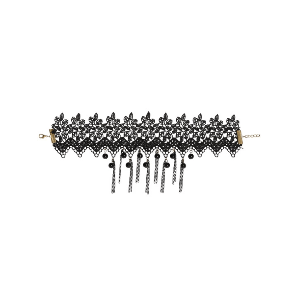 Alpha 55 Ras du Cou Dentelle Perles Noir Bijou