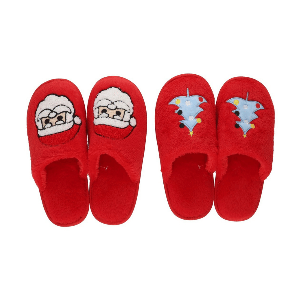 Alpha 55 Rouge Chaussons peluche Père Noël & sapin – Douceur hiver