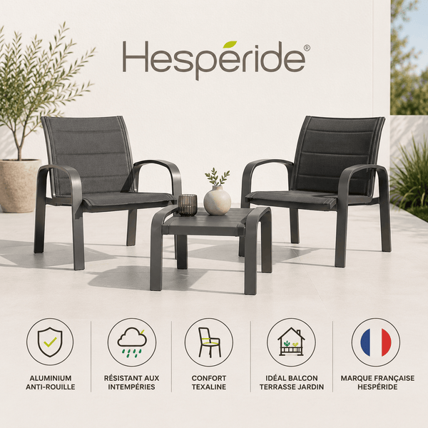 Alpha 55 Salon de jardin Elyn 2 places Anthracite & Graphite