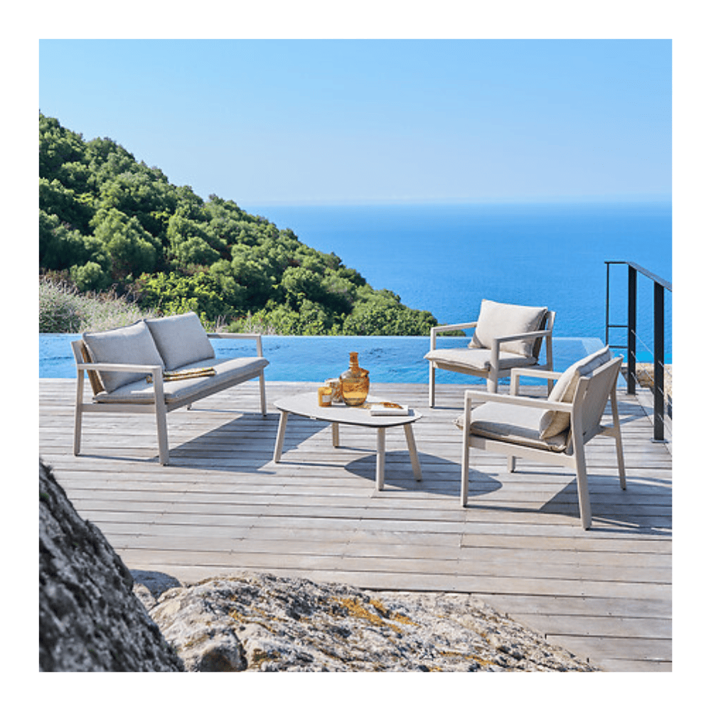 Alpha 55 Salon de jardin Flovia 4 places en aluminium argile