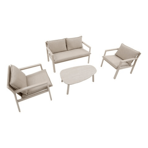 Alpha 55 Salon de jardin Flovia 4 places en aluminium argile