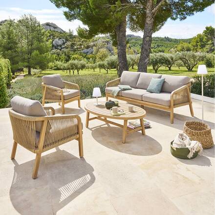 Alpha 55 Salon de jardin Papouasie 5 places acacia extérieur