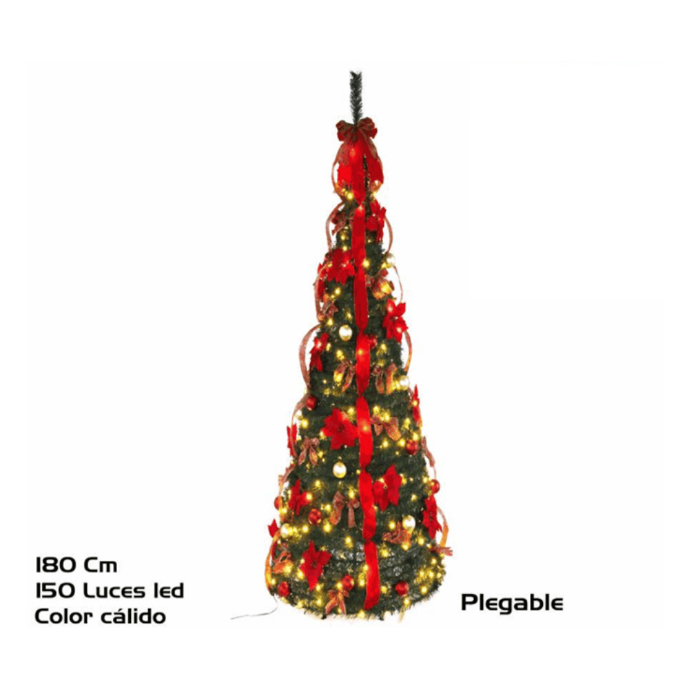 Alpha 55 Sapin Décoré avec Ruban 150 LED 180 x 75 cm – Noël