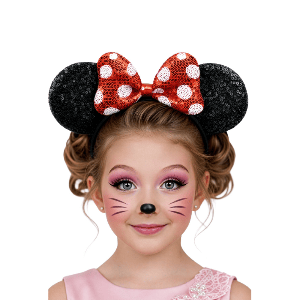 Alpha 55 Serre-Tête Enfant Oreilles Minnie Sequins Noir