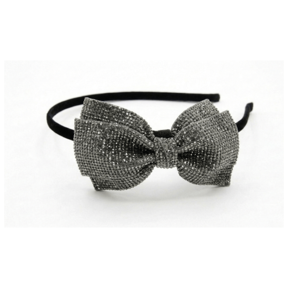 Alpha 55 Serre-tête noir strass nœud – Accessoire chic