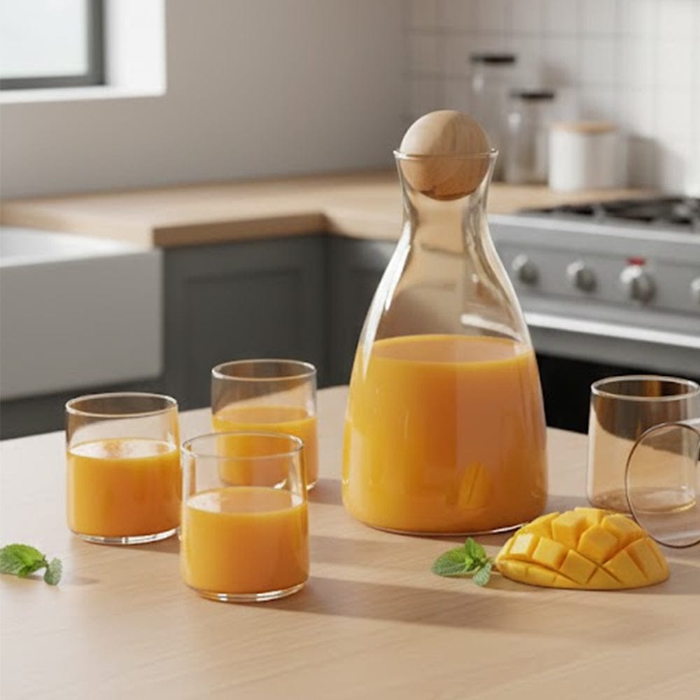 Alpha 55 Service à Jus 7P Ambre – Carafe Boule 1,7L & 6 Verres 27cl