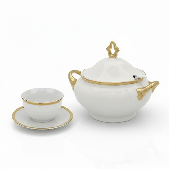 Alpha 55 Service à Soupe 15 Pièces – Design Chic à Contour Doré