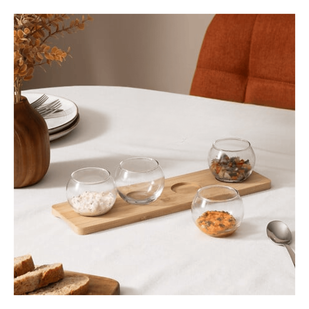 Alpha 55 Service apéritif 5 pièces en bambou élégant