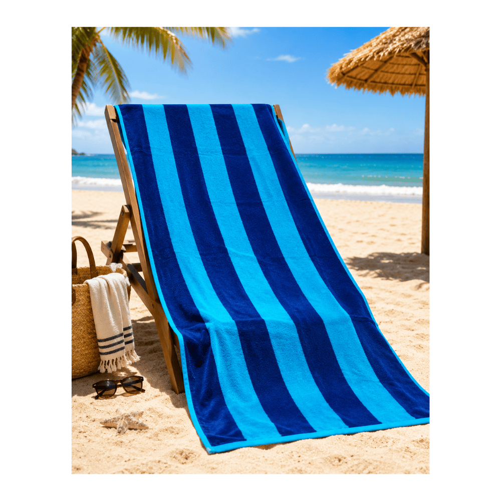 Alpha 55 Serviette de Plage Velour Bleu Élégante