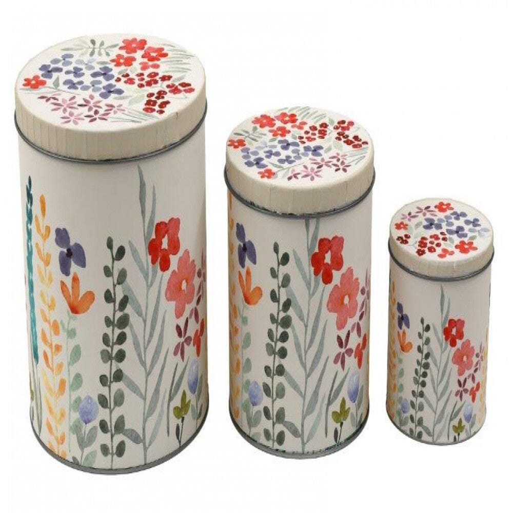 Alpha 55 Set 3 boîtes rondes en métal motifs floraux