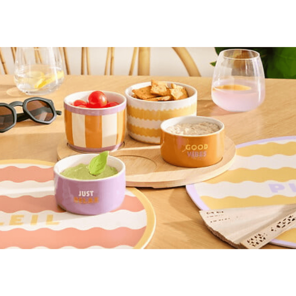 Alpha 55 Set apéritif Pool 5 pièces plateau en bambou