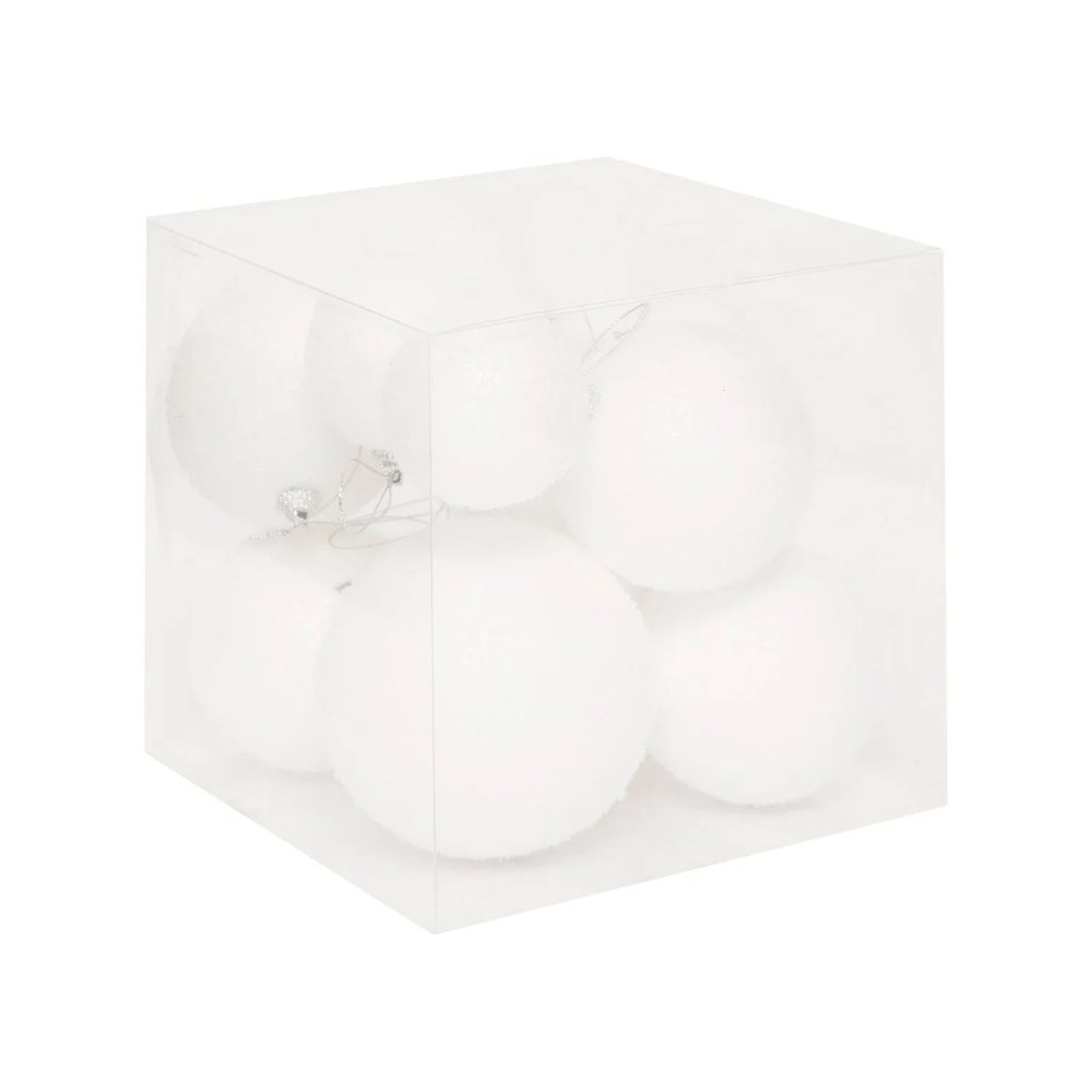 Alpha 55 Set de 12 Boules de Noël Polyfoam Blanc – Déco Élégante