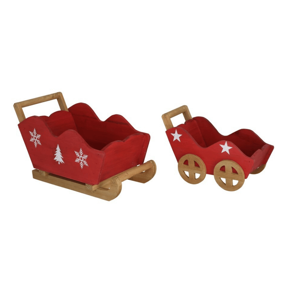 Alpha 55 Set de 2 traîneaux en bois – Décoration de Noël