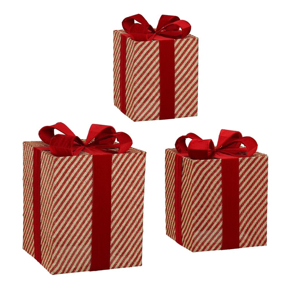 Alpha 55 Set de 3 Boîtes Cadeaux Rouge-Beige – Déco Noël