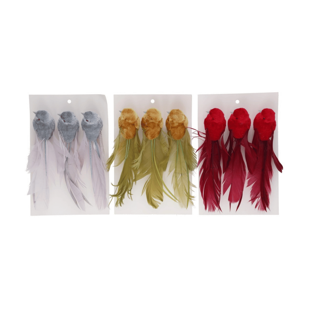 Alpha 55 Set de 3 oiseaux à plumes – Décoration de Noël élégante
