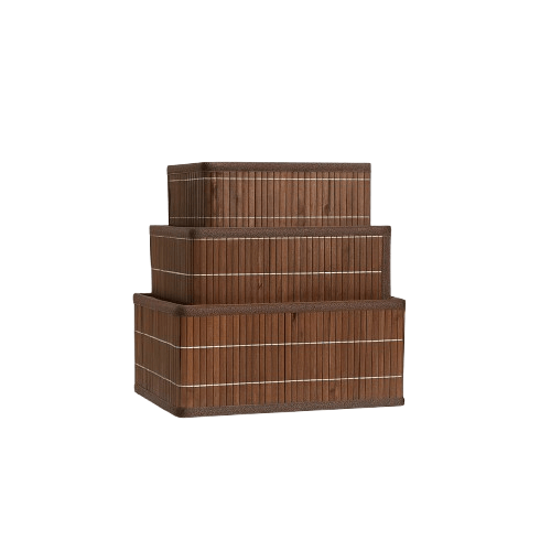 Alpha 55 Set de 3 paniers rangement en bambou marron – Naturels & pratiques