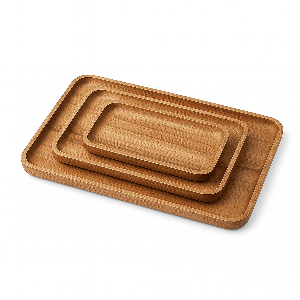 Alpha 55 Set de 3 Plats en Acacia