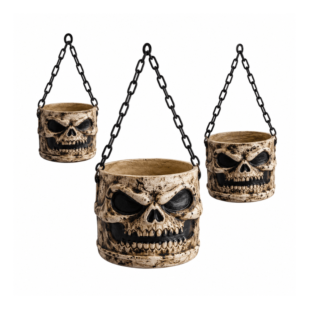 Alpha 55 Set de 3 Pots Crâne à Suspendre 14, 20 et 25 cm