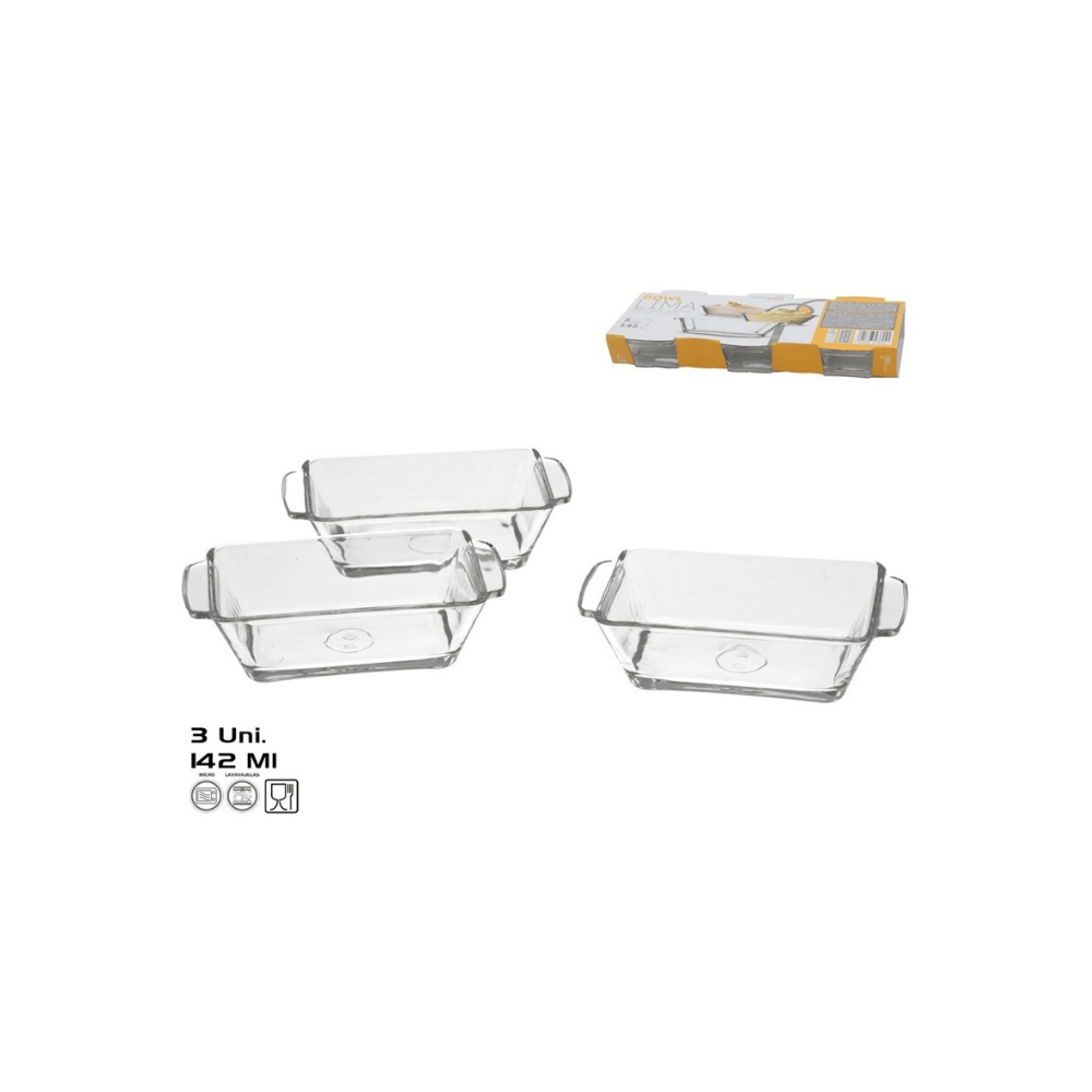 Alpha 55 Set de 3 ramequins en verre Lime rectangulaires