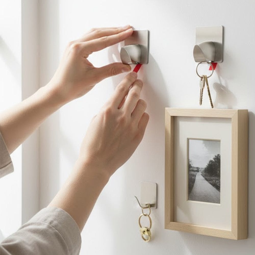 Alpha 55 Set de 4 crochets adhésifs en métal inox