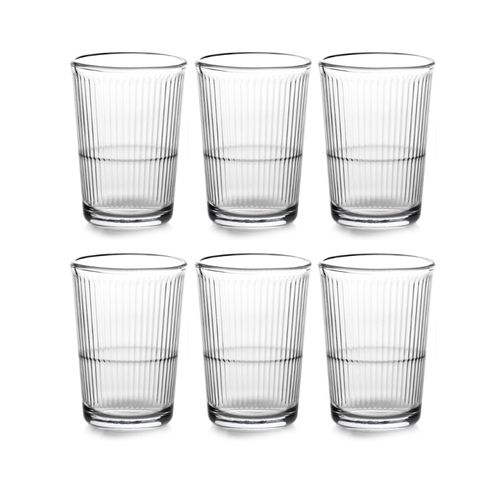 Alpha 55 Set de 6 verres à eau striés 21 cl