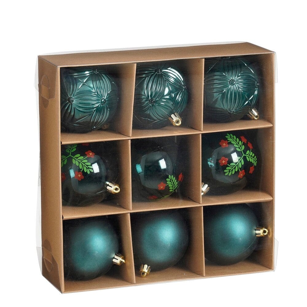 Alpha 55 Set de 9 boules de Noël vertes en plastique – Déco festive