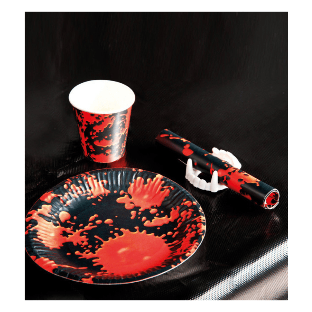 Alpha 55 Set Vaisselle Jetable Effet Sang 6 Personnes Halloween