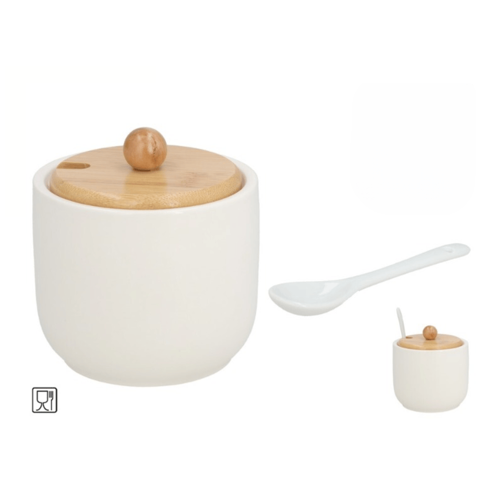 Alpha 55 Sucrier en céramique et bambou avec cuillère