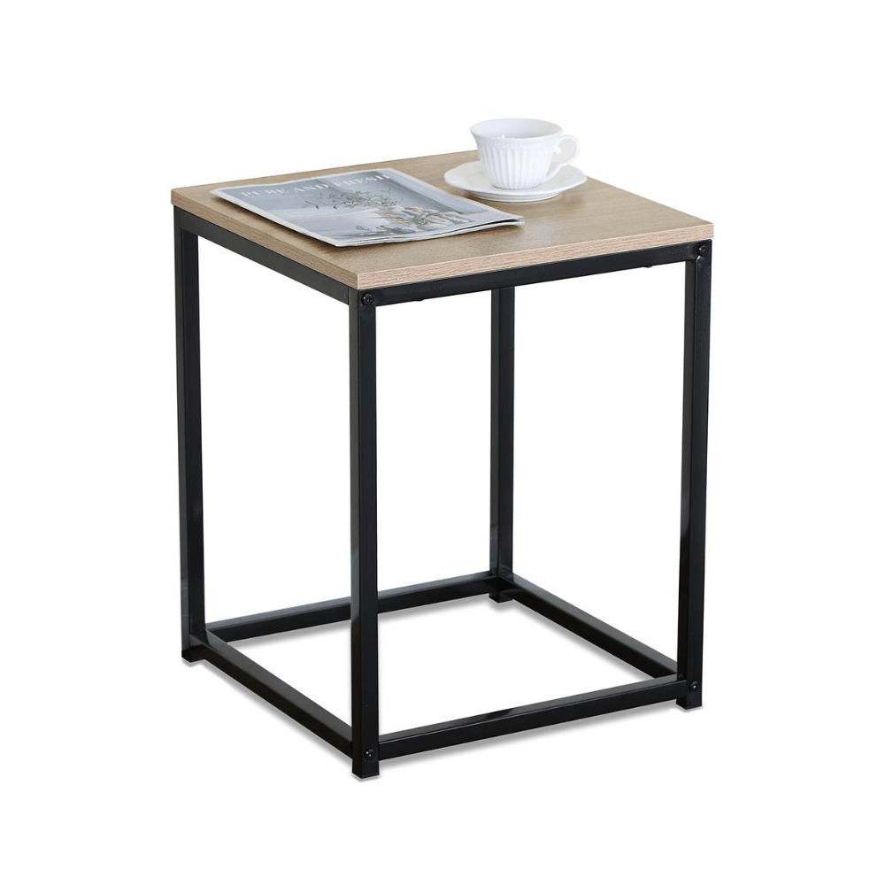 Alpha 55 Table d’appoint carrée en bois et métal – Design Moderne