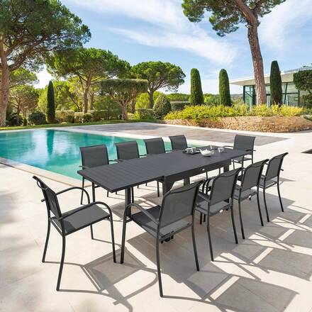 Alpha 55 Table de jardin extensible rectangulaire gris graphite 135 × 90 cm