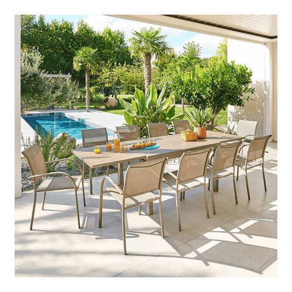 Alpha 55 Table Piazza extensible 10 places en verre truffe