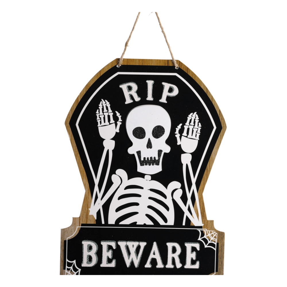 Alpha 55 Tableau Beware en Bois 35 cm – Décoration Halloween