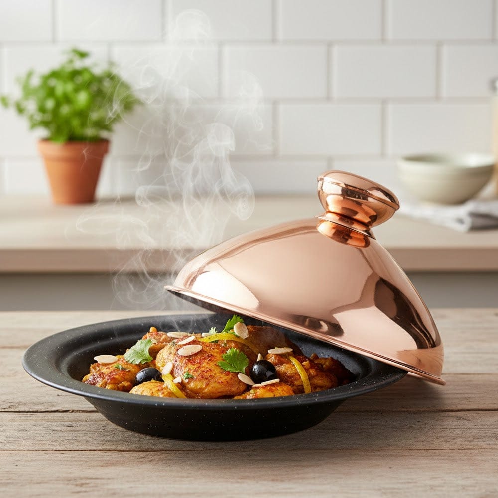 Alpha 55 Tajine en Inox AFOS Bronze – Cuisson Saine & Design de Luxe