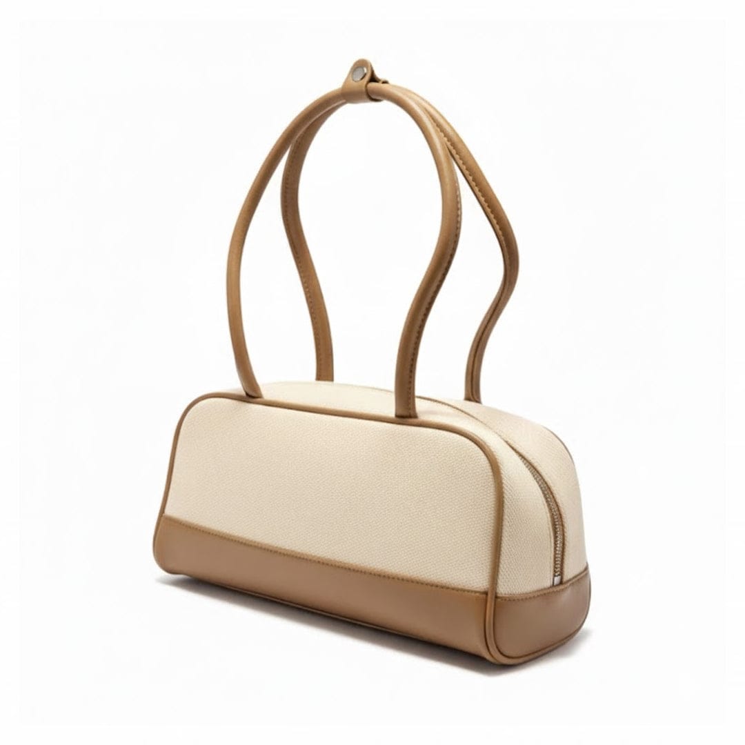 Alpha 55 Taupe Sac Baguette Bicolore – Look Rétro Chic