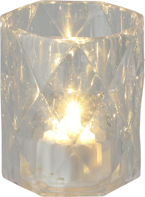 Alpha 55 Transparent Photophore diamant avec mini led 6 cm