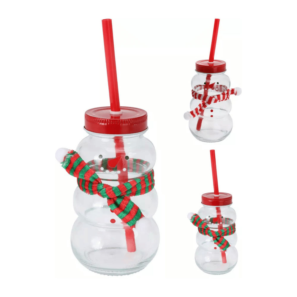 Alpha 55 Verre bonhomme de neige avec paille – Noël festif