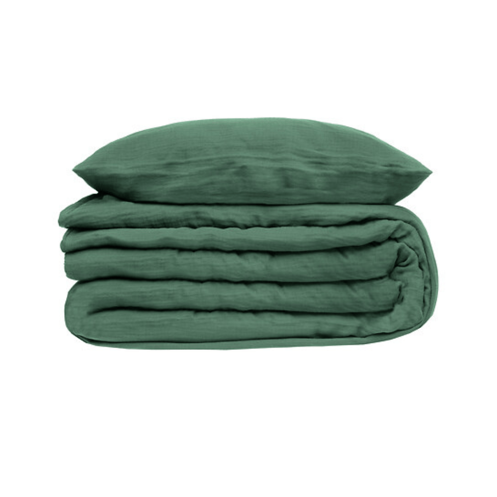 Alpha 55 Vert Parure de Lit 260 x 240 cm Double Gaze de Coton