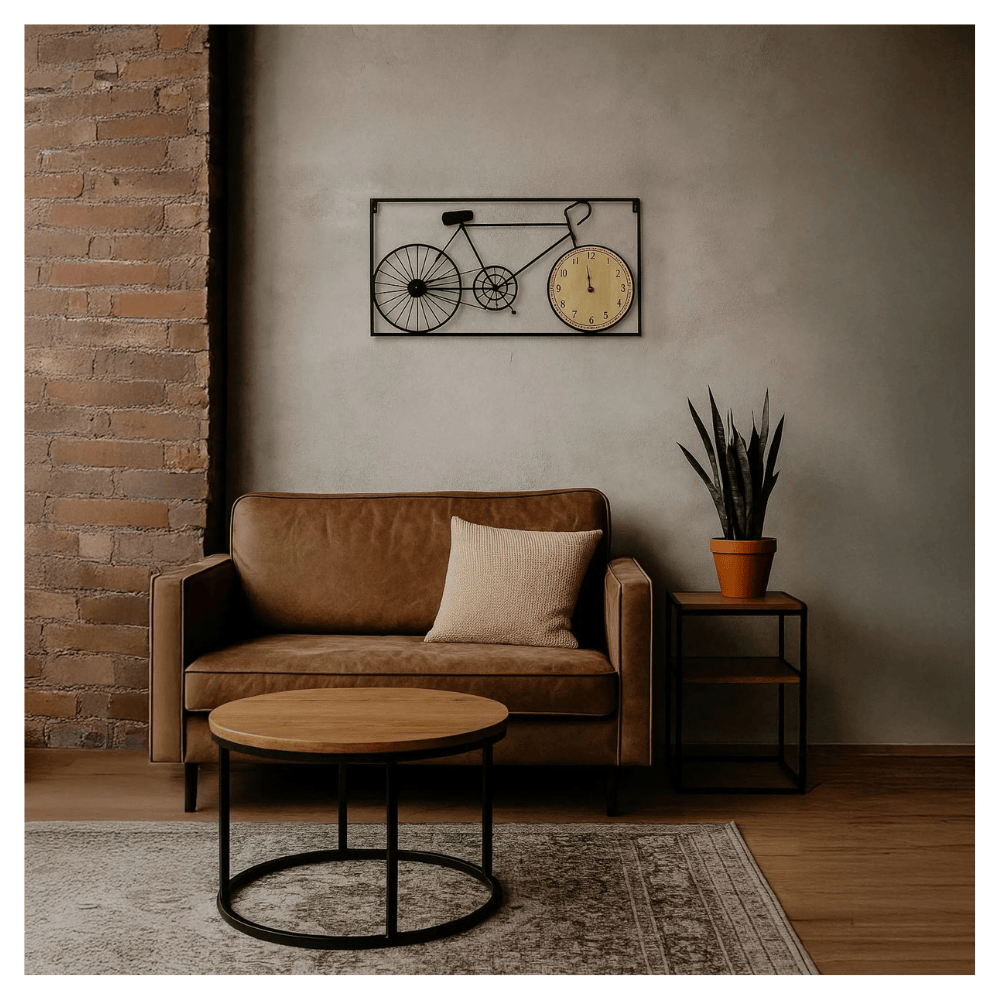 Alpha55 Horloge Murale Vélo en métal Cadran MDF Noir