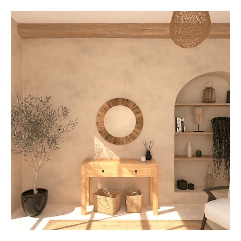 alpha55 Miroir Paméla en bois naturel élégant