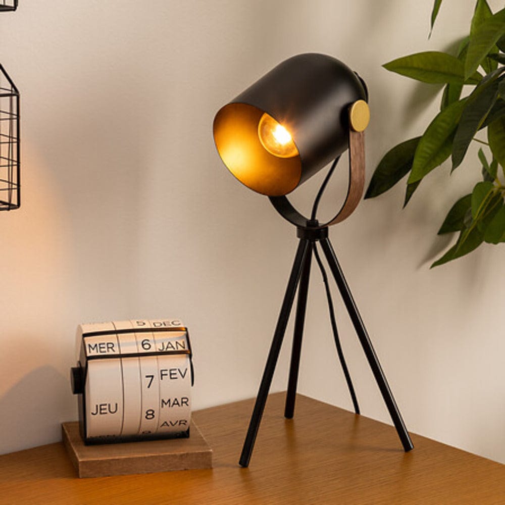 alpha55 Noir Lampe trépied en métal