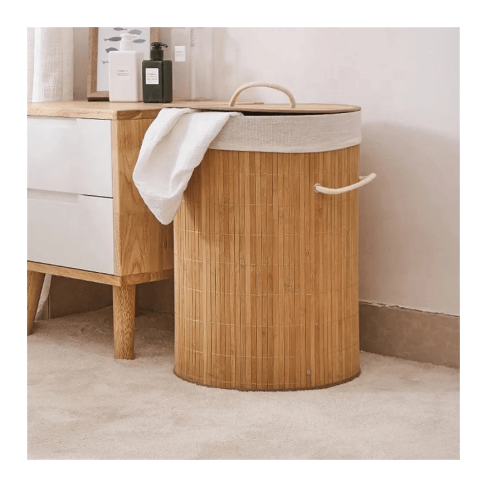 Alpha55 Panier à linge 48L en bambou – Pratique & naturel