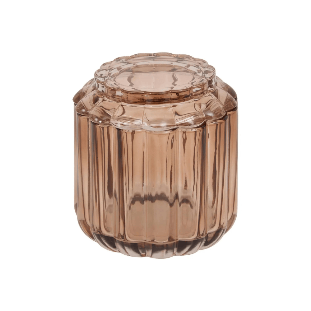 Alpha55 Pot à coton FLOREA ambre en verre – Chic & décoratif