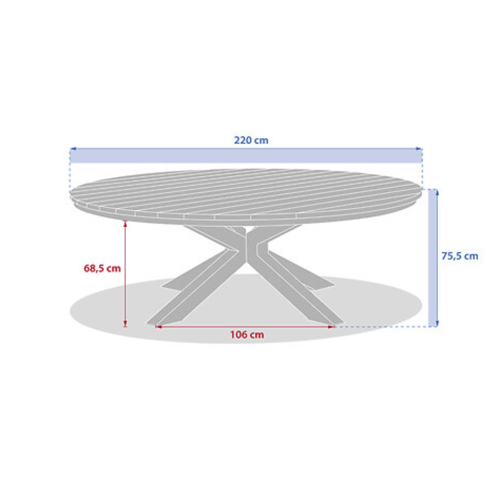Alpha55 Table ronde Oraclion 12 places en aluminium effet bois noix graphite