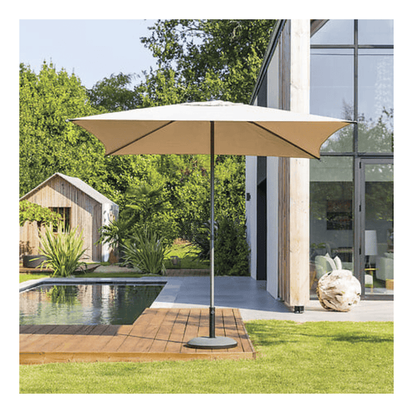 Alpha55 Taupe Parasol décentré Manoa jardin terrasse élégant