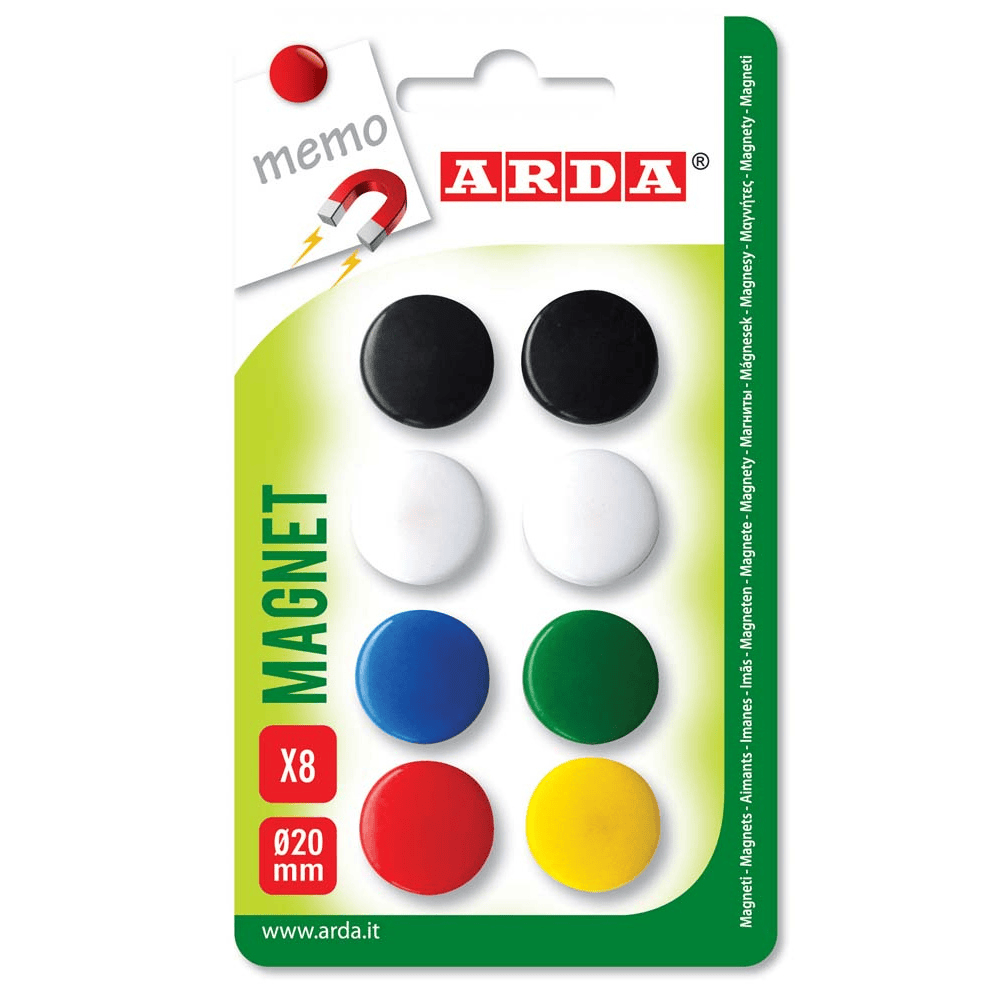 ANCOR ARDA Lot de 8 Aimants à Boutons pour Tableaux