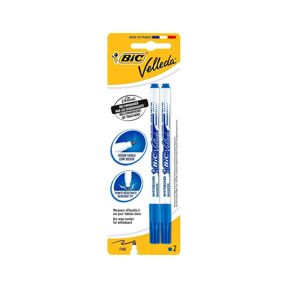 BIC Lot de 2 feutres effaçables Velleda, pointe fine, de BIC