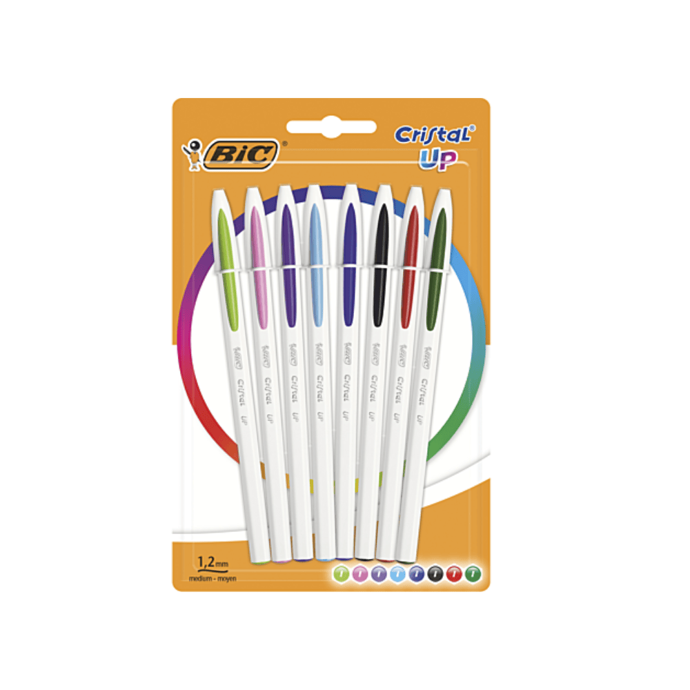 BIC Stylo Bille Cristal Up x8 Assortis Bleu