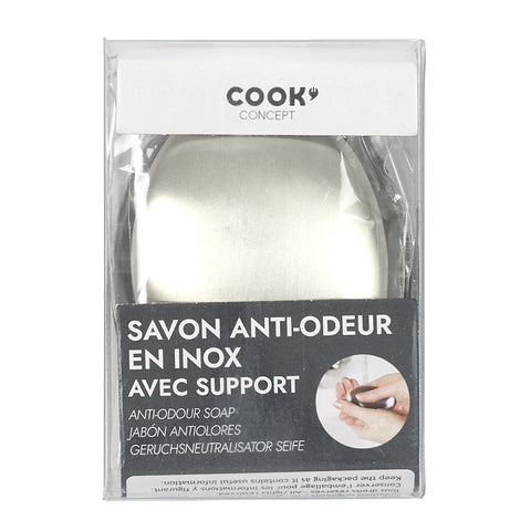 COOK CONCEPT Savon anti odeurs acier avec support