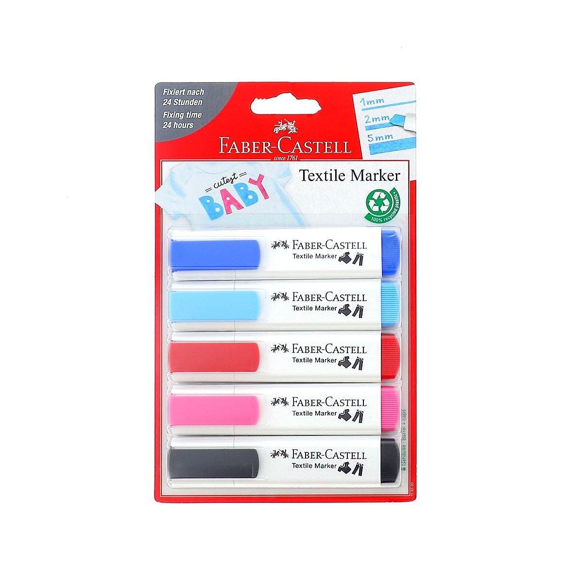 FABER-CASTELL Lot de 5 marqueurs pastel pour textile FABER-CASTELL